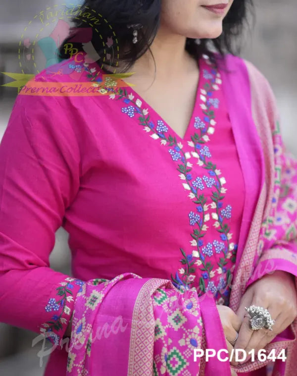 Libas Beautiful Premium Gajji Silk Kurta With Embroided Neck Line And Yoke