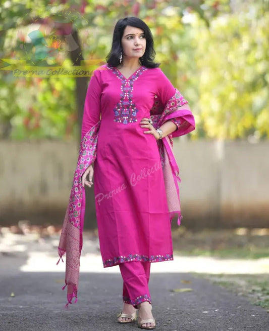 Libas Beautiful Premium Gajji Silk Kurta With Embroided Neck Line And Yoke