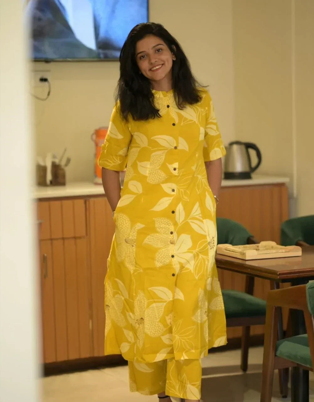 Bright Yellow Floral Kurta Set – Effortless Elegance For Everyday Style