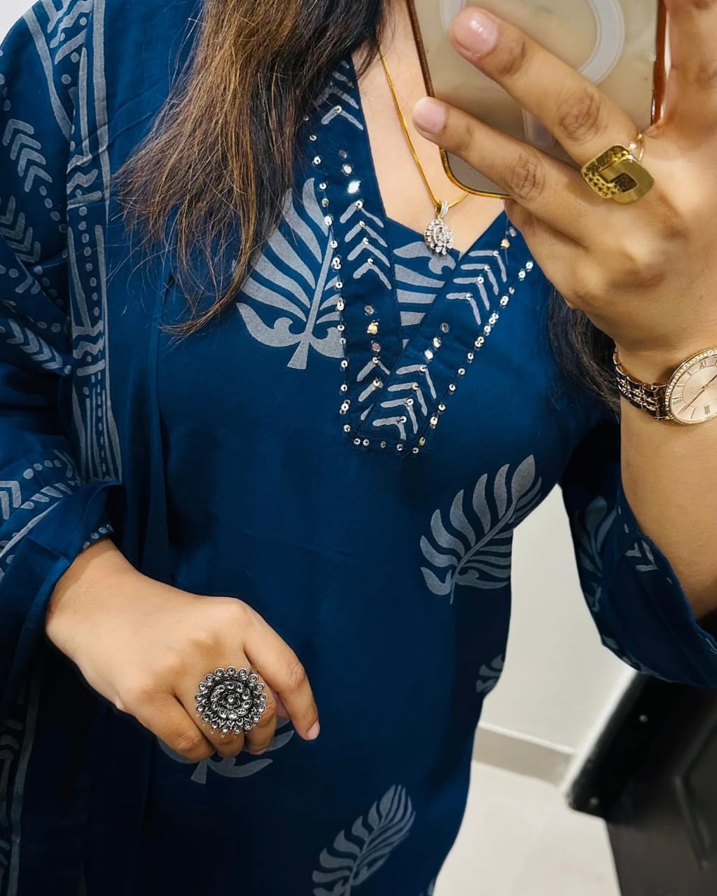Blue Handblock Print Cotton Suit Set