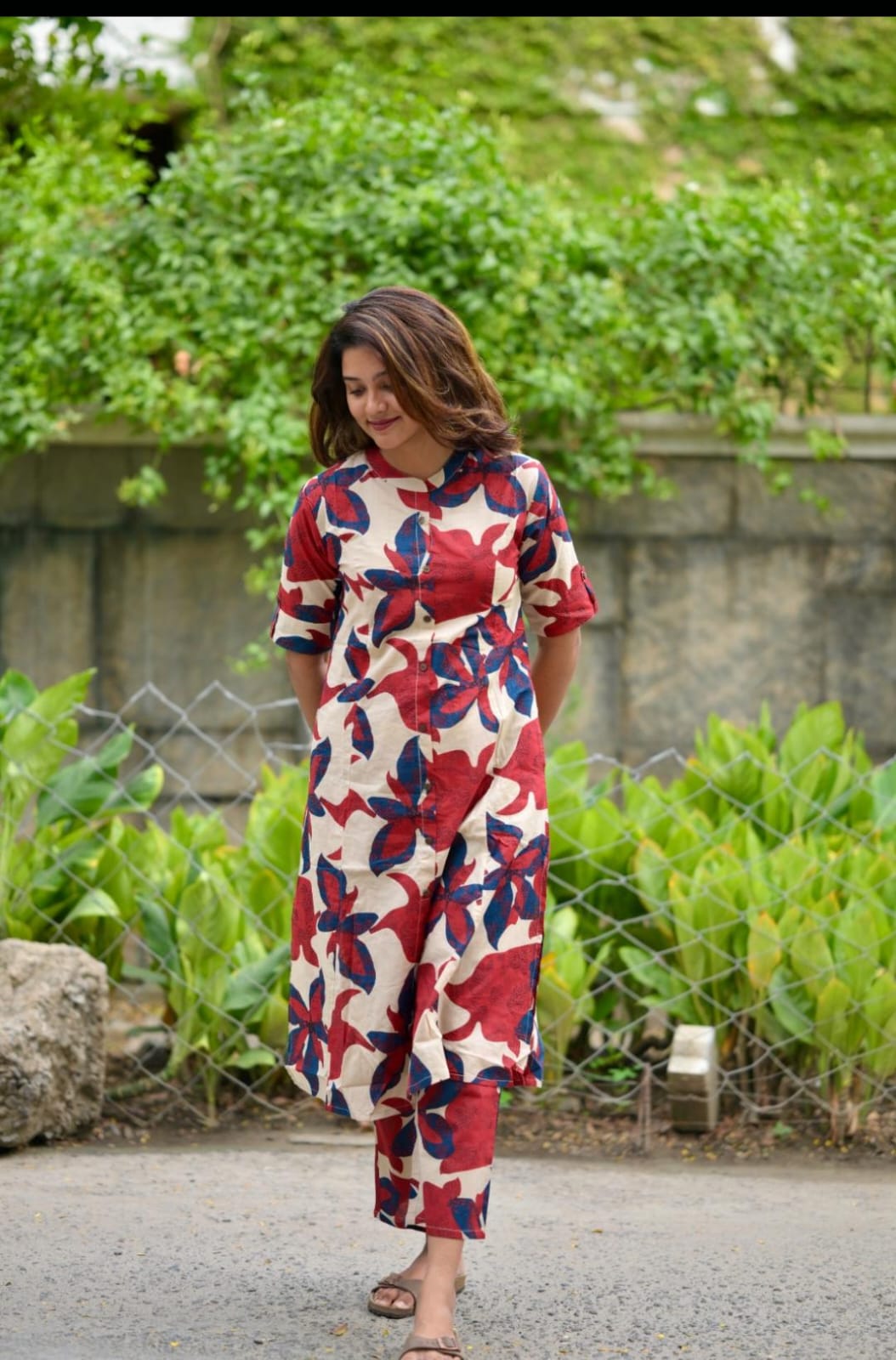 Chic Floral Printed Cotton Co-Ord Set