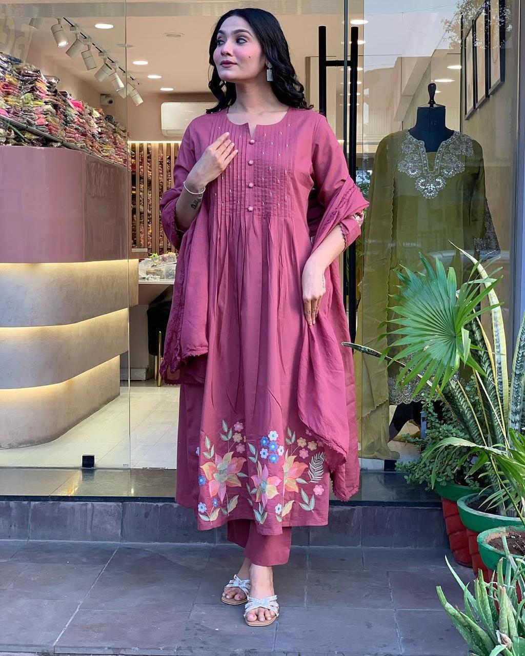 Libas Floral Embroidered Kurta Set