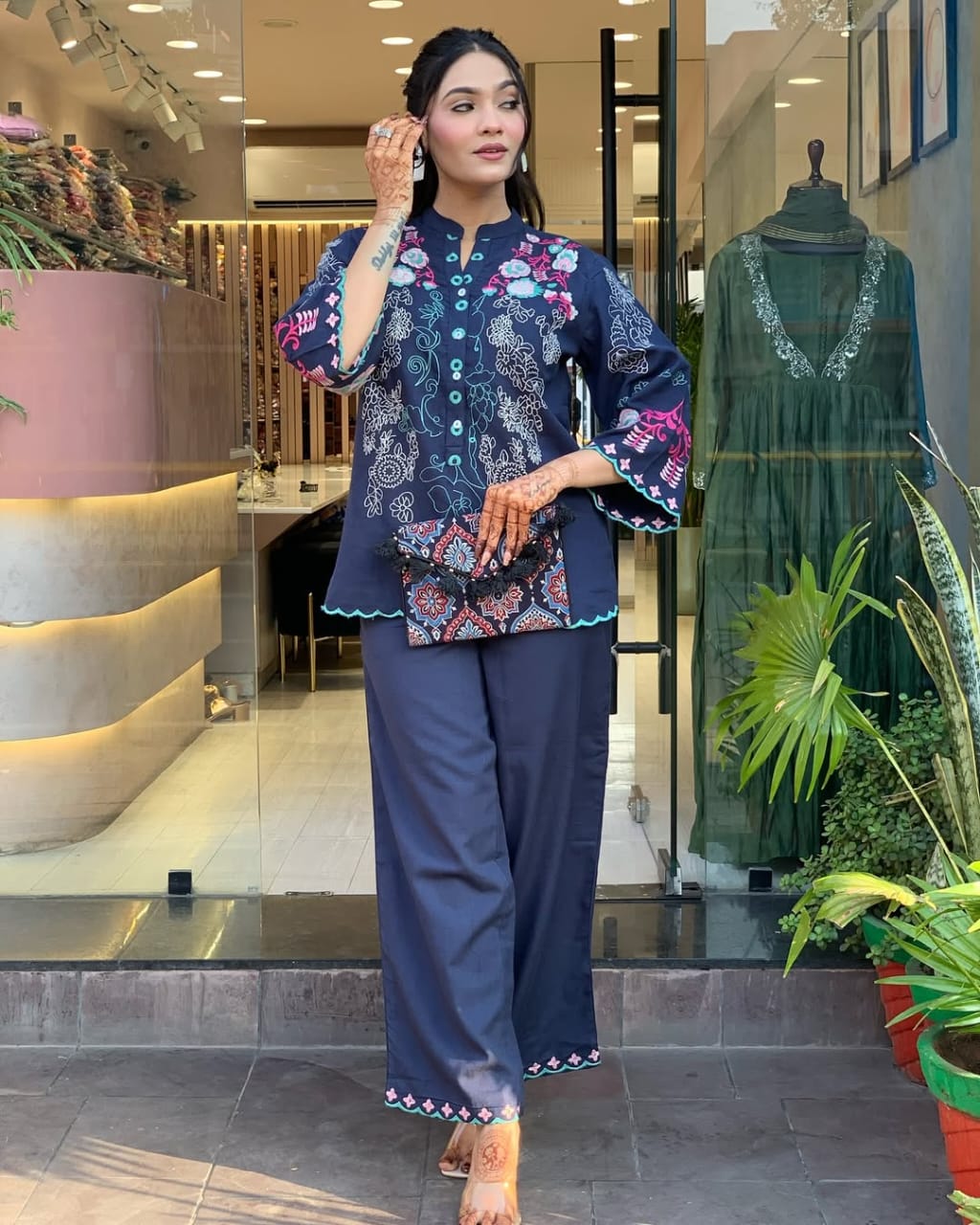 Libas Kurta Beautyful Cotton Wardrobe  Embroidery Cod Set