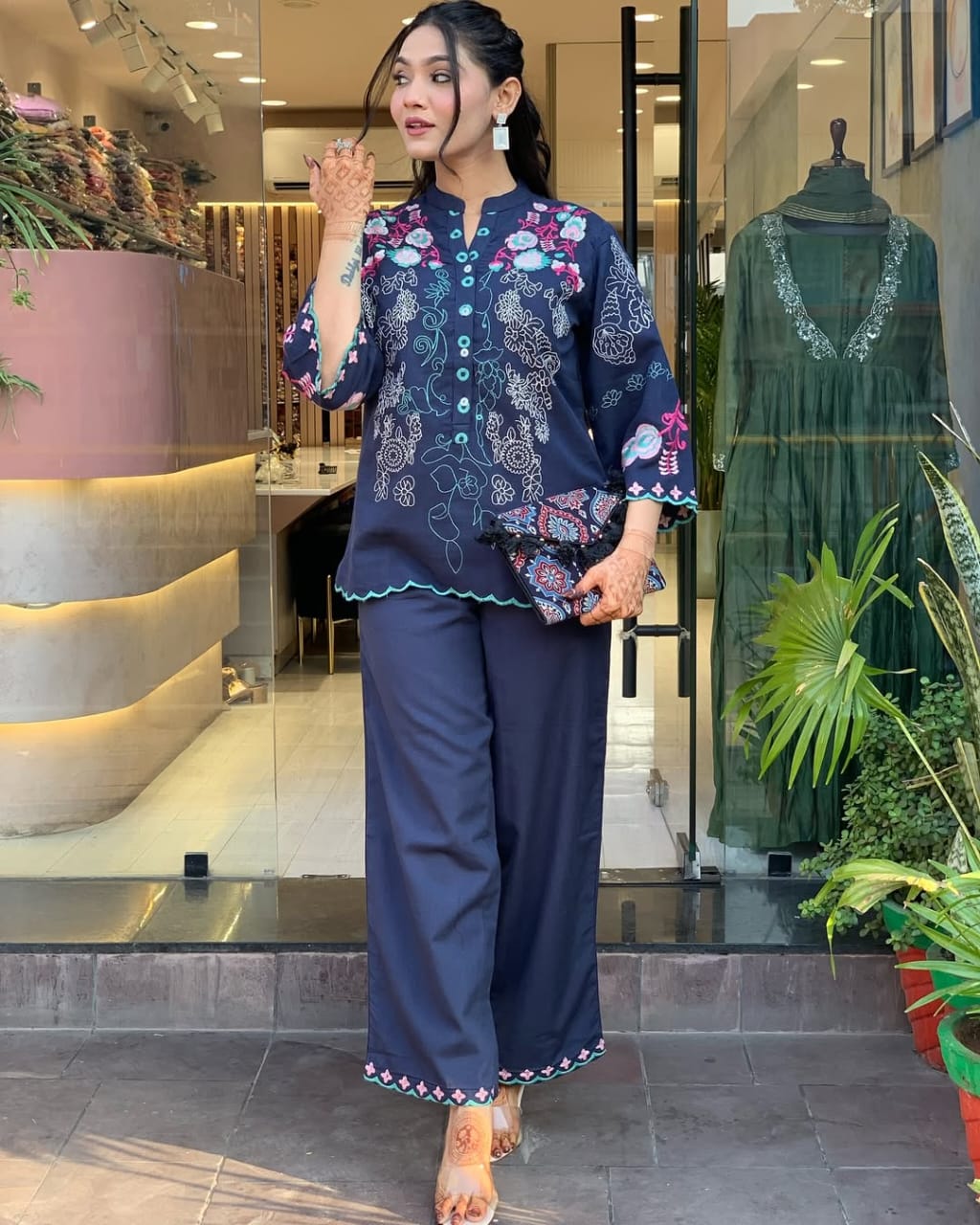 Libas Kurta Beautyful Cotton Wardrobe  Embroidery Cod Set