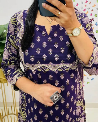 Libas Kurta Cotton Kurti With Handcrafted Adda Anchor Patra Work On Yoke Paired With Cotton Pant And Fine Malmal Cotton Dupatta Less