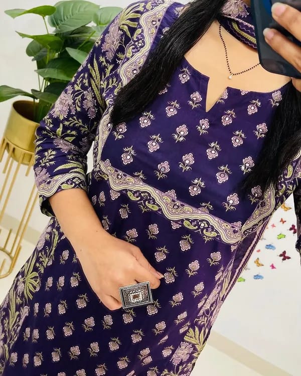 Libas Kurta Cotton Kurti With Handcrafted Adda Anchor Patra Work On Yoke Paired With Cotton Pant And Fine Malmal Cotton Dupatta Less
