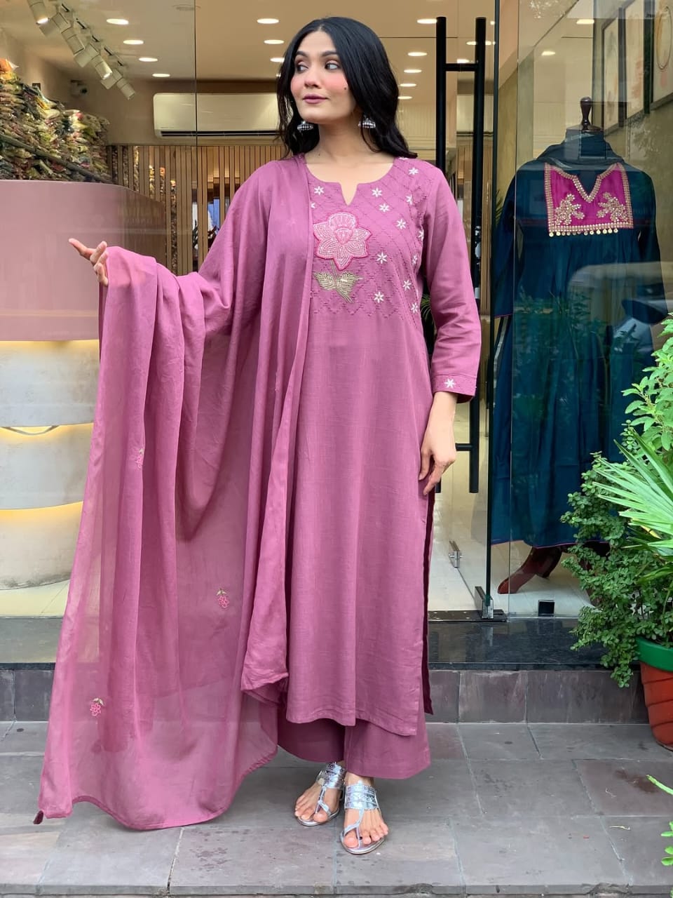 Premium Quality Cotton Kurti, Pants And Dupatta Set