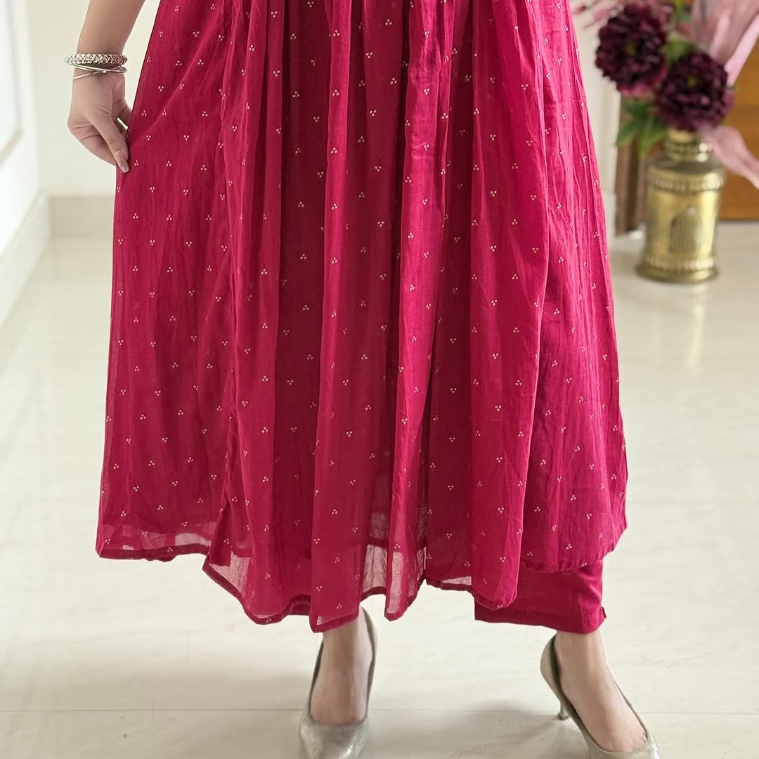 Beautiful  Cotton Suit With Embroidery Work Anarkali Kurta Dupatta  Set In New Colour