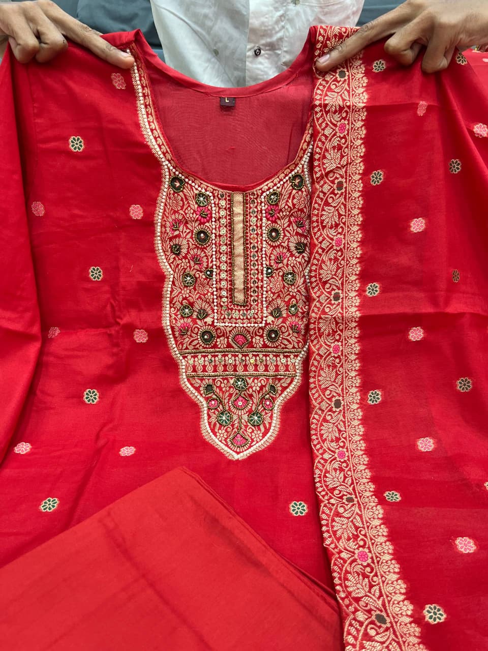 Elegant Red Embroidered Kurta Set with Dupatta