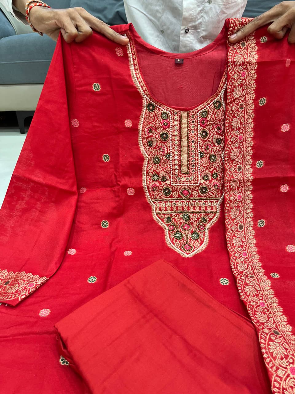 Elegant Red Embroidered Kurta Set with Dupatta